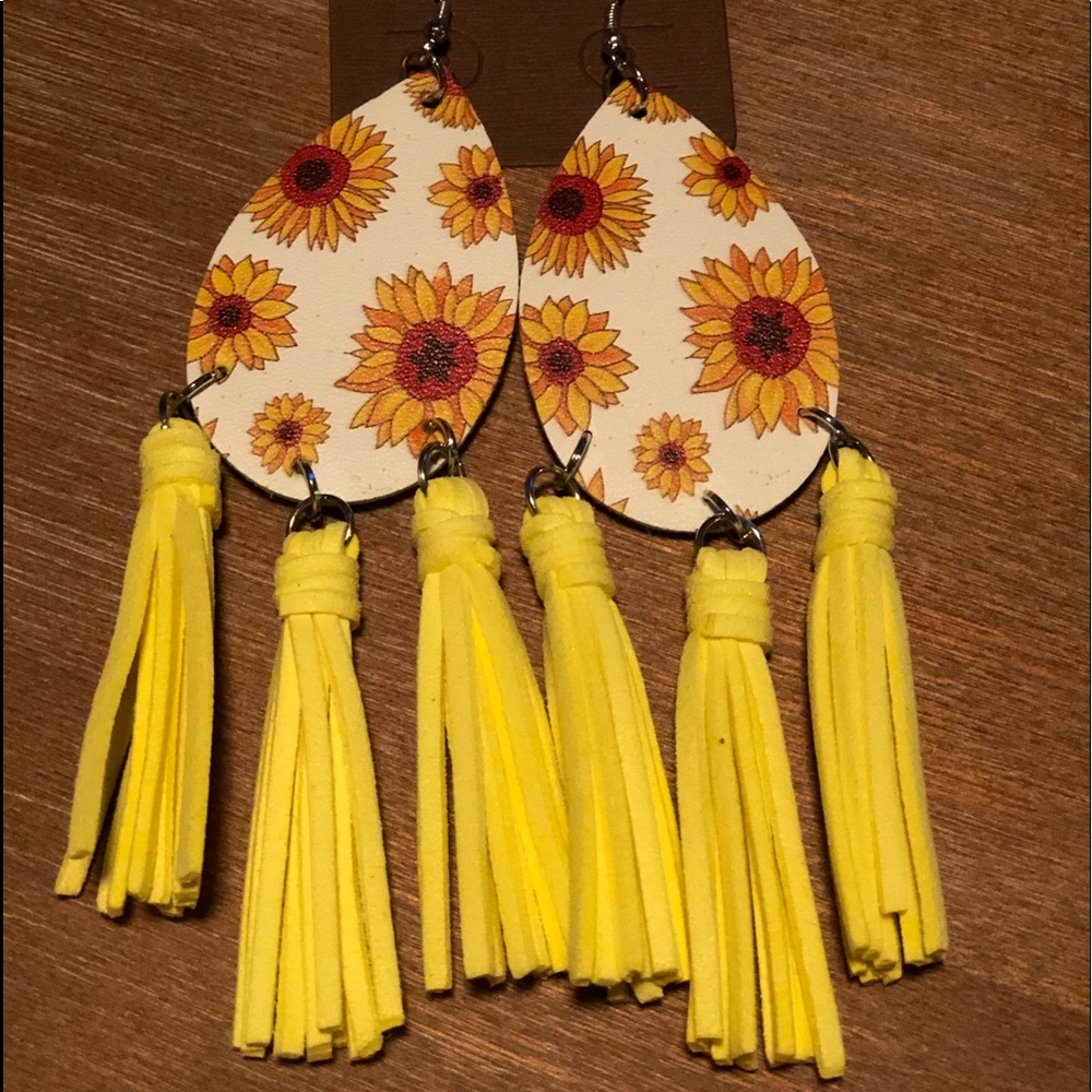 Sunflower tassel earrings